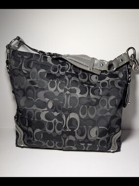 Coach Carly Hobo F 13981 Black and Gray Shoulder Bag 2010
